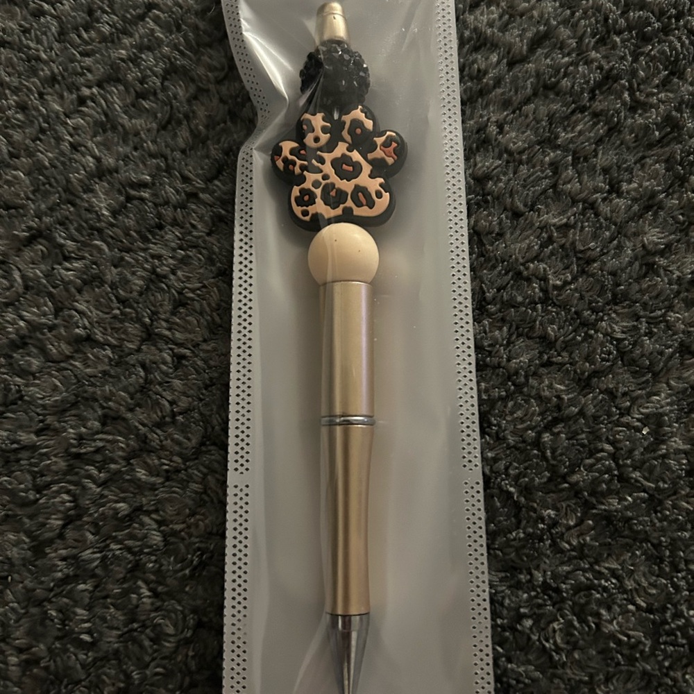 Hand Crafted Leopard Paw Charm Gold-Tone Pen